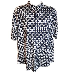 California XL Mens Flamingo Button Short Sleeve Shirt Mens 100% Cotton